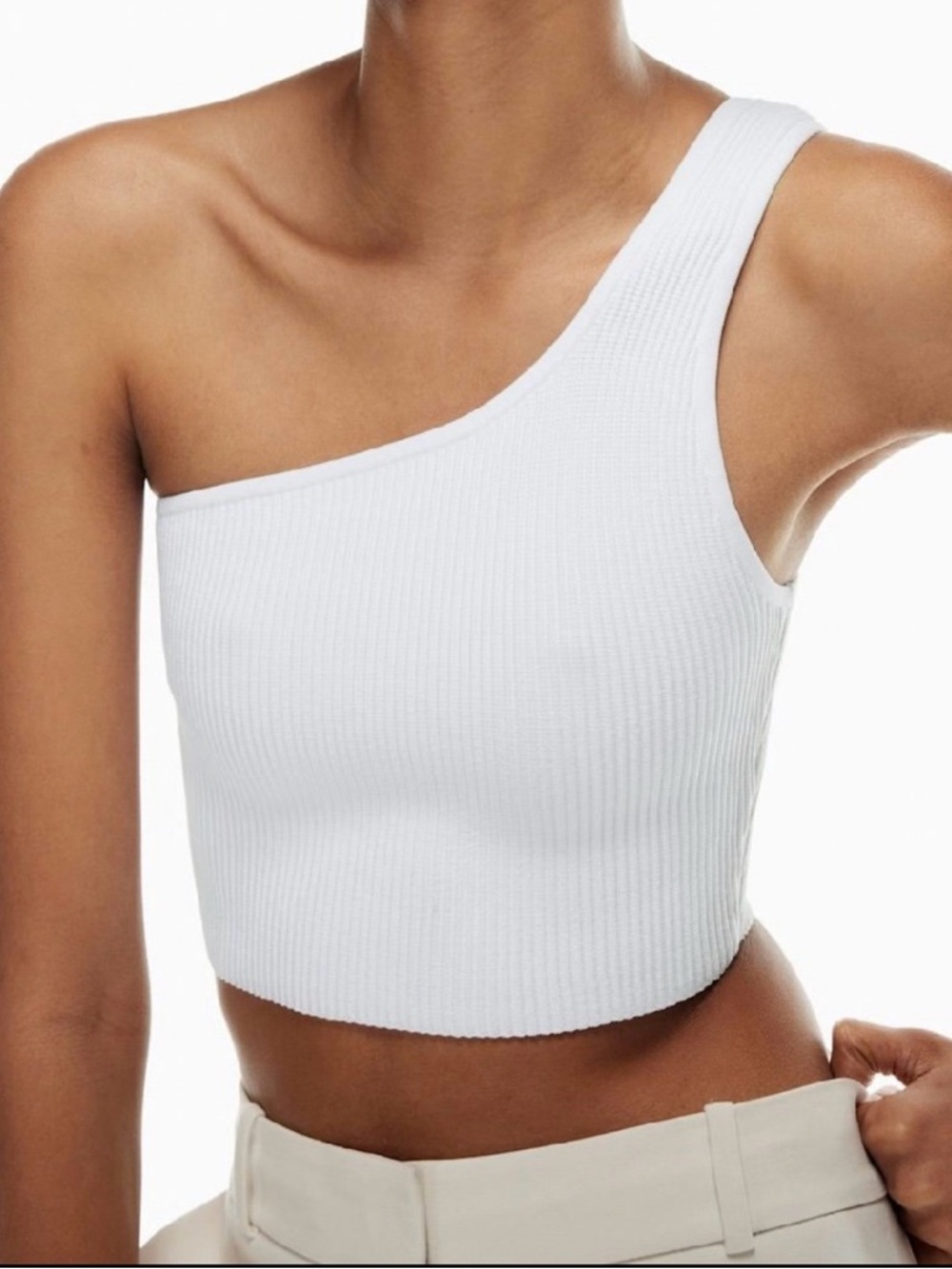 Aritzia Babaton Sculpt Knit One-Shoulder Crop Tank Top